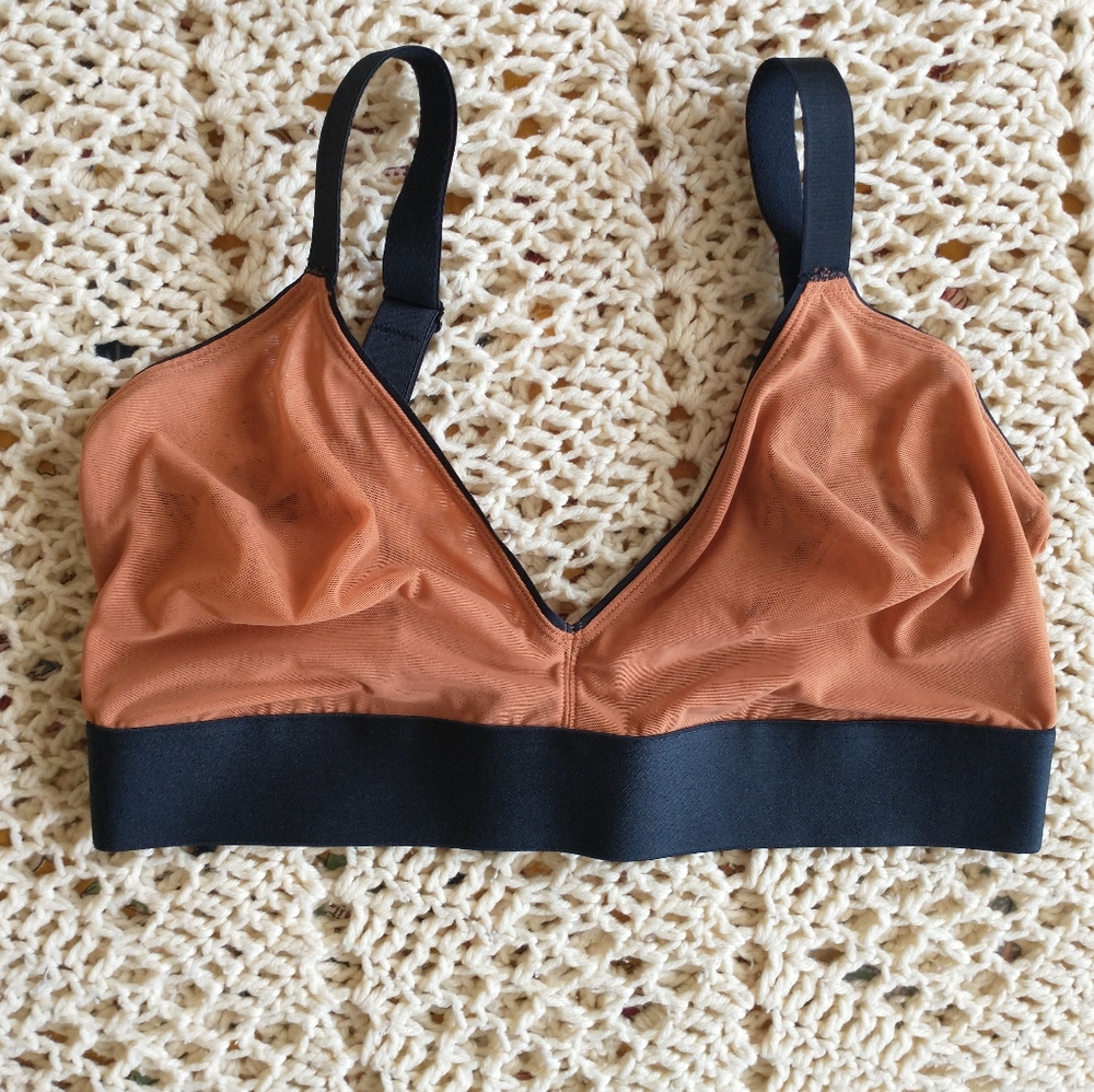 Parade Silky Mesh Nude / Black Plunge Bralette
